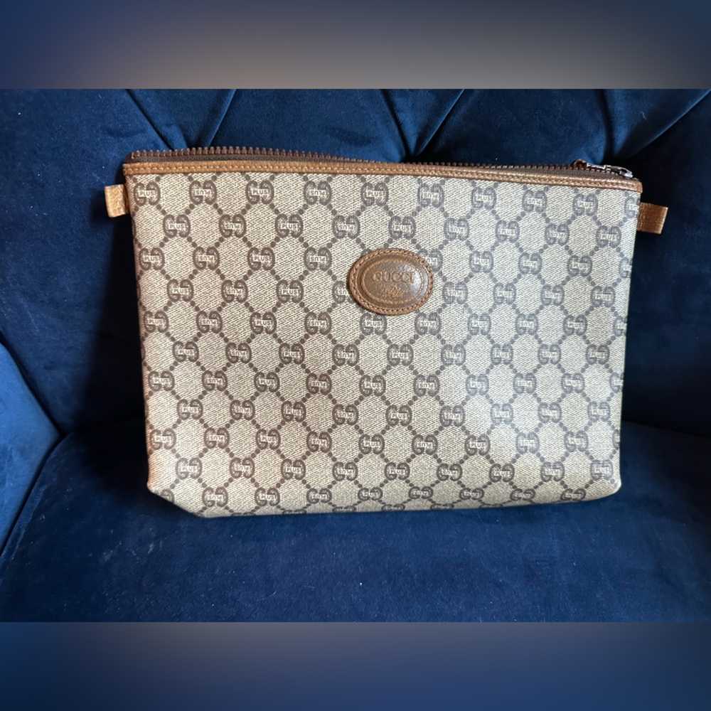 Gucci Rare Vintage GG Monogram Plus Pattern Pouch/Clutch